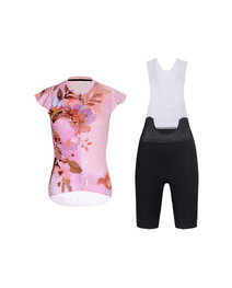 RIVANELLE Cycling short sleeve jersey and shorts - MISS FLOWERY - black/pink